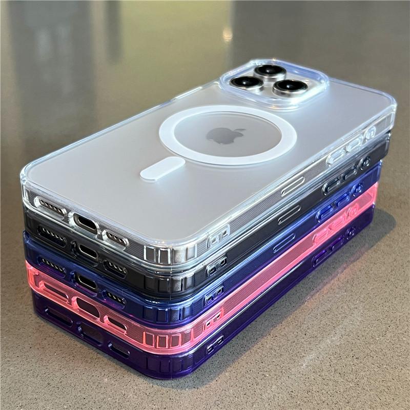 Luxury Magsafe Wireless Charge Matte Translucent Case For iPhone 15 14 13 12 11 Pro Max Plus Mini Magnetic Soft Bumper Cover