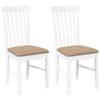 VidaXL Chaises à manger coussins 2 pcs blanc bois massif caoutchouc, chaise à dîner, chaise, chaise de salon, chaises à 4102506