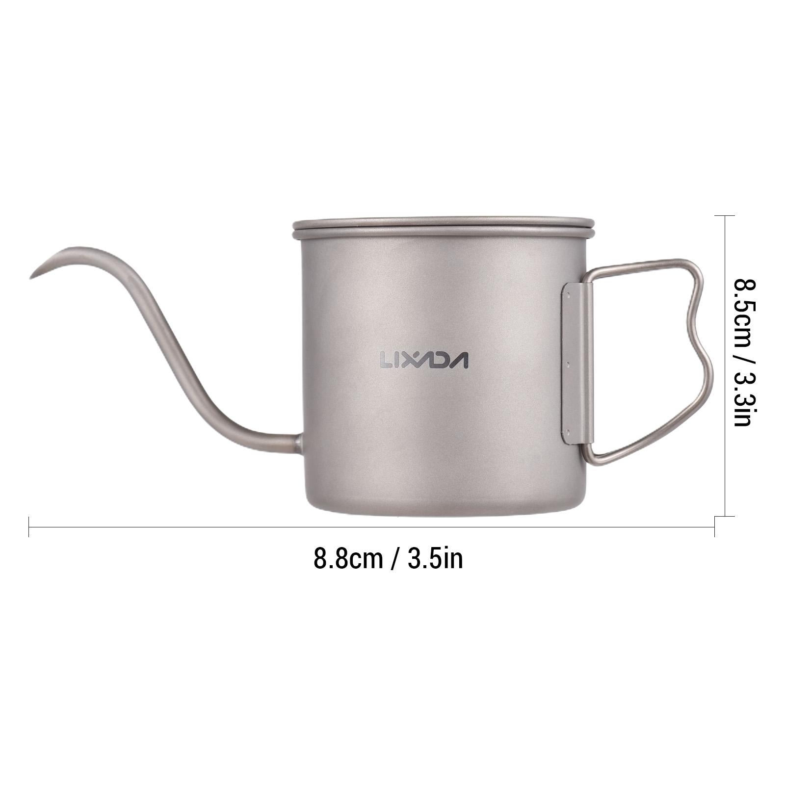 

Lixada 400ml Titanium Coffee Pour Over Kettle Coffee Mini Tea Water Camping Pot Stove Top Coffee Pot Gooseneck Picnic Drinkware