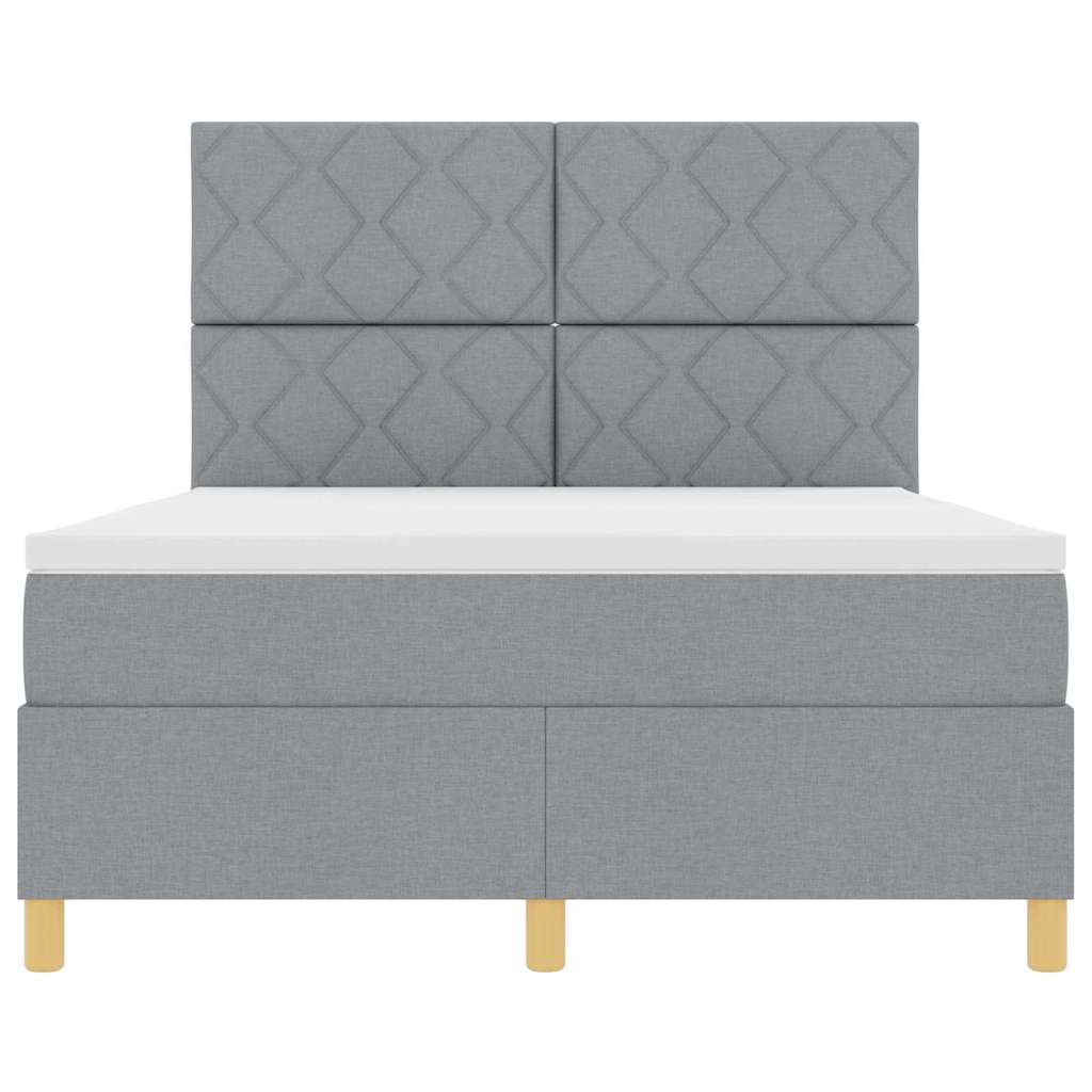 Box Spring Bed with Headboard Light Gray 140 x 200 cm Fabric