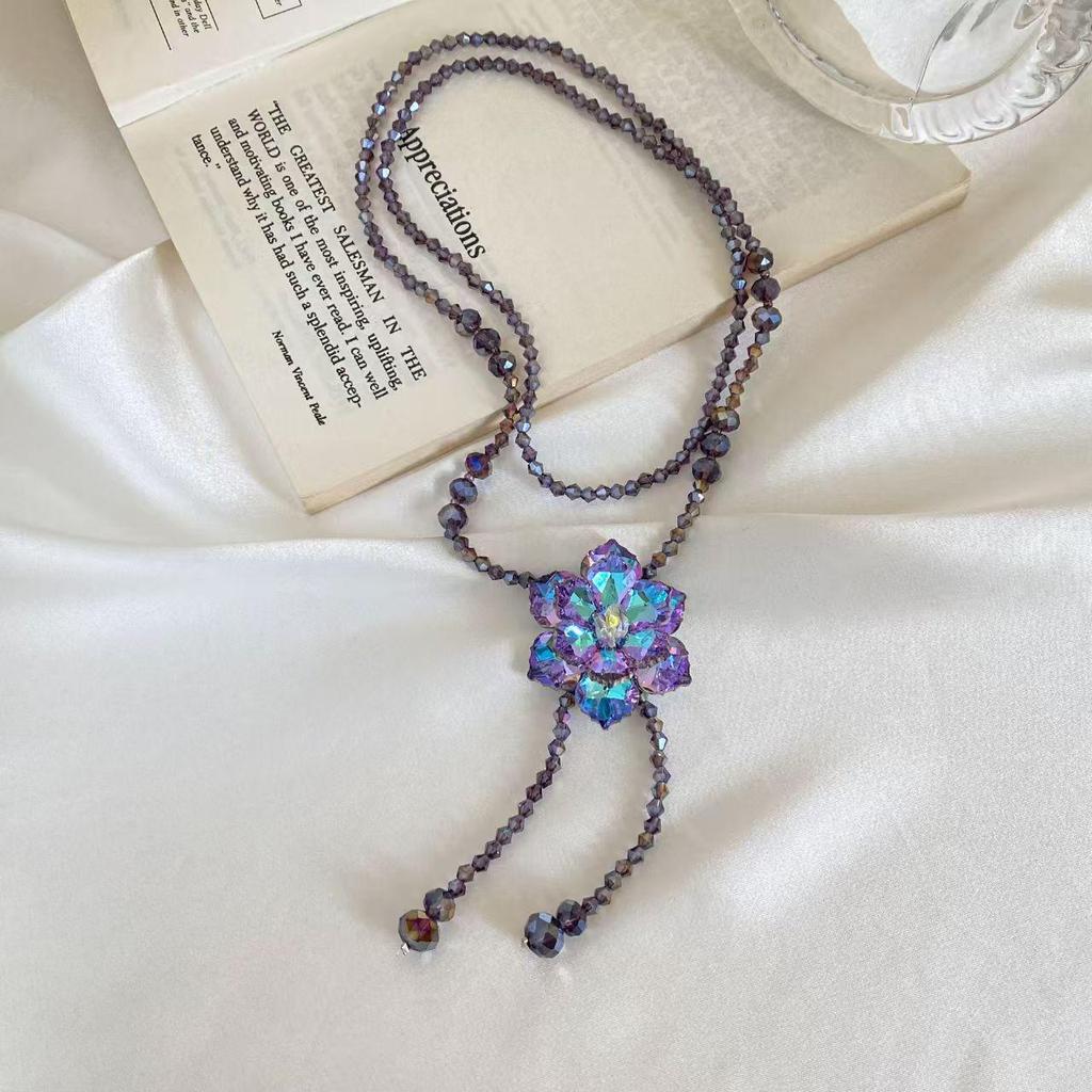 Elegancki fioletowy luksusowy naszyjnik swetrowy inspirowany stylem Qi Wschodu – wszechstronny długi dodatek w stylu chińskim