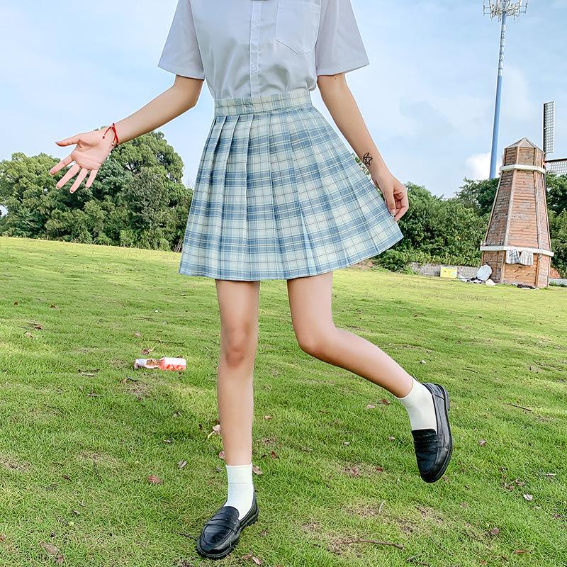 Gentle JK Plaid Pleated Skirt - High Waist Japanese School Uniform for Women
