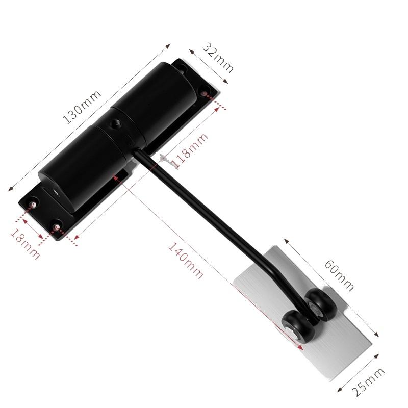 All Black/Silver Square Automatic Door Closer Spring Door Closing Device Force Adjustable Convert Hinged Doors To Self-Closing