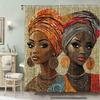Vibrant African-themed shower curtain: Water-resistant, non-woven fabric, machine washable, Ideal for home and hotel bathrooms.