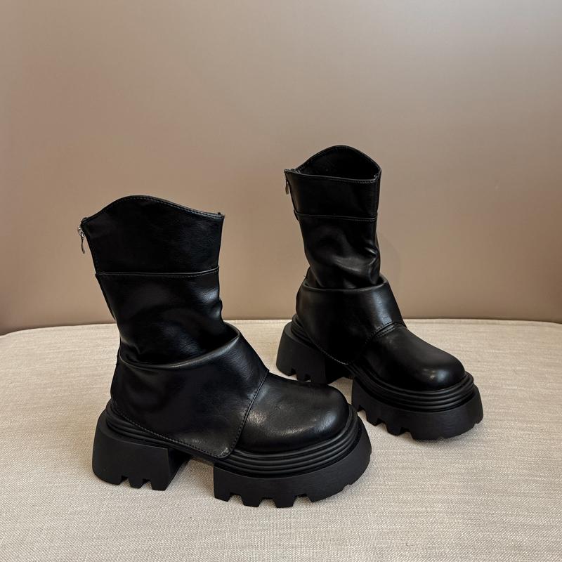 Winter Punky Style Women Ankle Boots Fashion Zippers Platform Thick Heel Shoes Ladies Motorcycle Short Booties