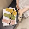 Retro square head flat bottom one-word flip shoes for women's summer wear new fashion with skirt beach cool slippers