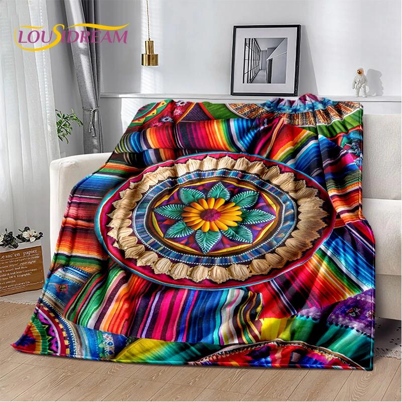 3D Ethiopia Colorful Flower Woven Art Baskets Mandala Soft Plush Blanket,Flannel Throw Blanket for Living Room Bedroom Bed Sofa