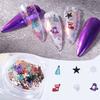 Celebrate Christmas Golden Nail Sequins Paillette 3D Metal Nail Art Charms Decoration Snowflake X'mas Boots Trees Pack