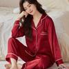 Year of the Rat Red Heart Couple Pajamas - Soft, Colorfast Ice Silk Jacquard for Weddings