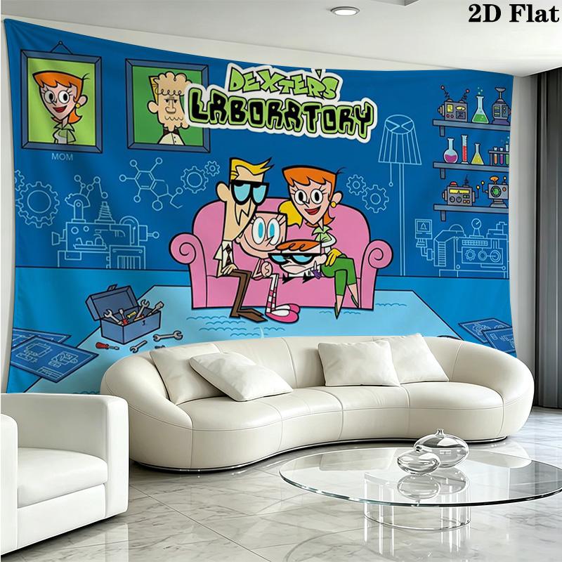 Dexter 's laboratory Wall Tapestry Aesthetic Wall Hanging Printed Fabric Blanket Decorative Tapestries for Bedroom Living Room Home Decor