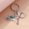 Retro Ethnic Turquoise Animal Keychain Metal Bohemian Tassels Key Ring Pendants for Bag Decor DIY Key Chain Accessories