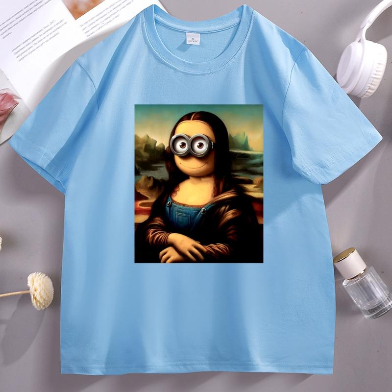 Funny Mona Lisa Graphic Tee Unisex Unisex Casual Cotton Short Sleeve Round Neck T Shirt High Quality Loose Tees Male Clothes