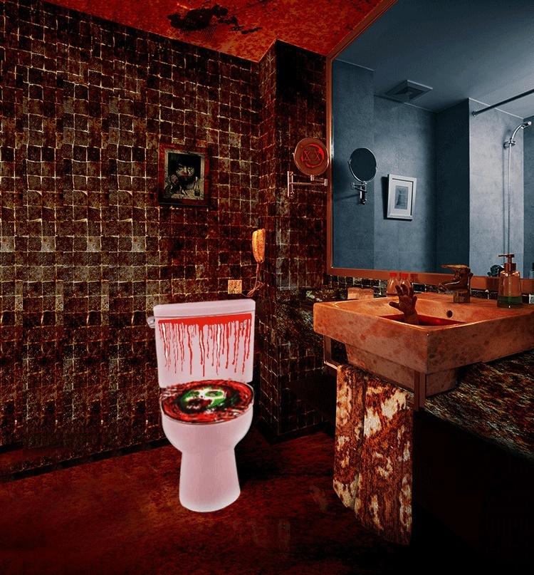 Halloween Home Decoration Horror Toilet Lid Stickers