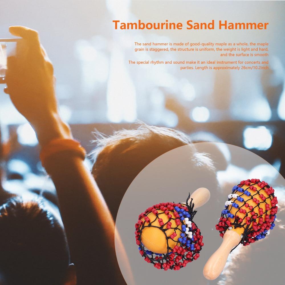 2PCS With Bead Net Tambourine Shakers Colorful Musical Shakers Set Bead Net Shakers Party Games