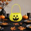 Halloween Party Decoration Pumpkin Candy Bag for Kids, Reusable Non-Woven Trick or Treat Bucket, Bucket Face Snack Holder Basket with Handle