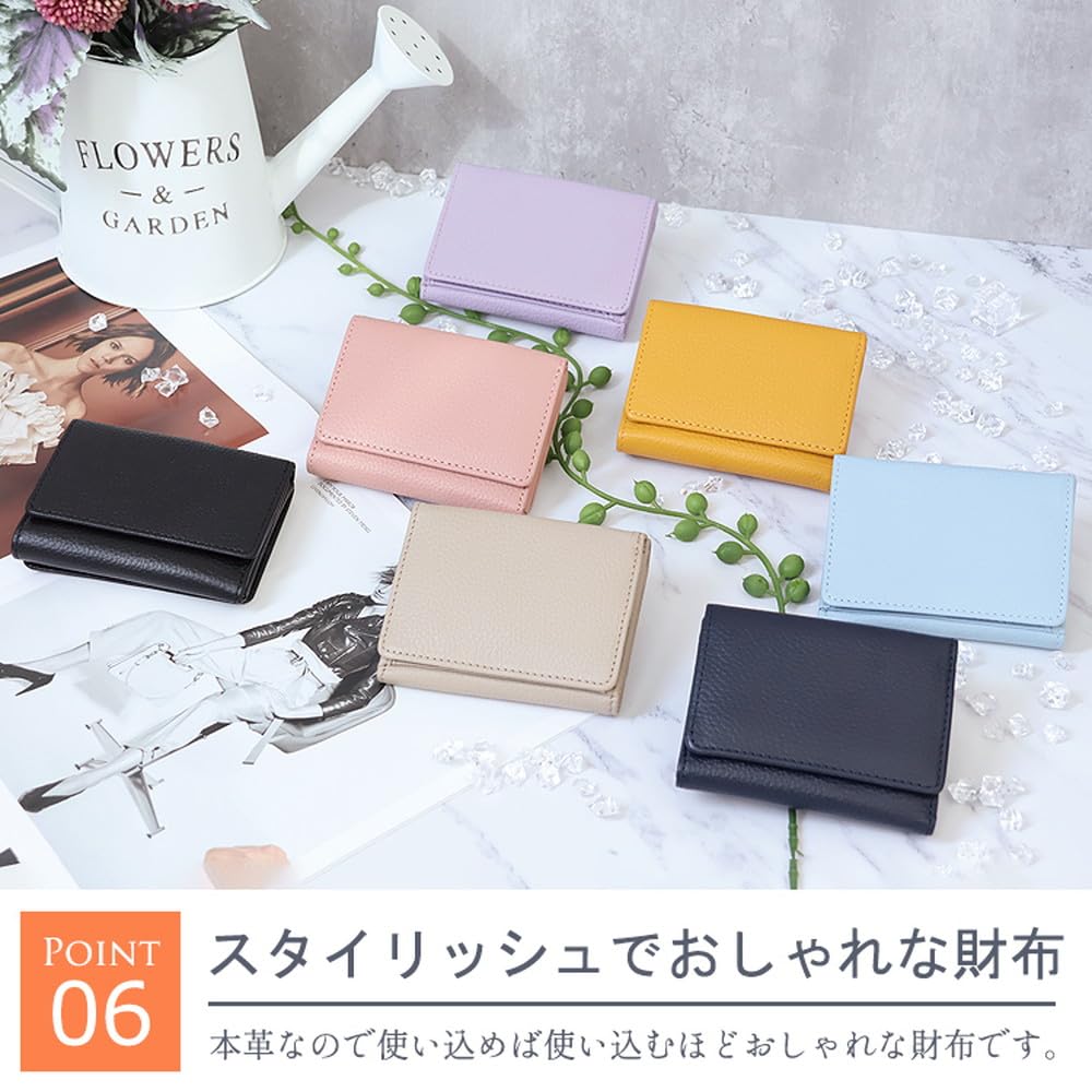 [parte de trás] Carteira de Couro Genuíno para Homens e Mulheres, Tripla, Compacta, Mini Carteira, Carteira Dobrável, Carteira de Couro Genuíno com Compartimento para Moedas em Formato de Caixa