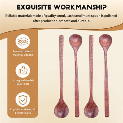 6 Stück Holzlöffel Langstiel Runde Löffel Koreanischer Stil Suppenlöffel Für Suppe Kochen Mischen Rühren Küche