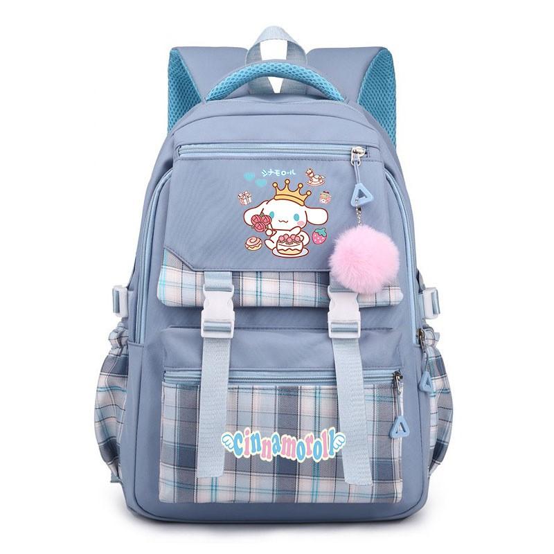 Cinnamoroll Kids School Backpack Boys Girls Large Capacity 20-35L Nylon Dual Strap Bag With Arc Shoulder Straps