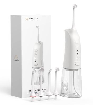 Irrigateur Buccal Jet Washer Epeios avec 5 Bouts de Rechange 300ml IPX7 Rechargeables, Réservoir, Rotation à 360°, Étanche, Type-C