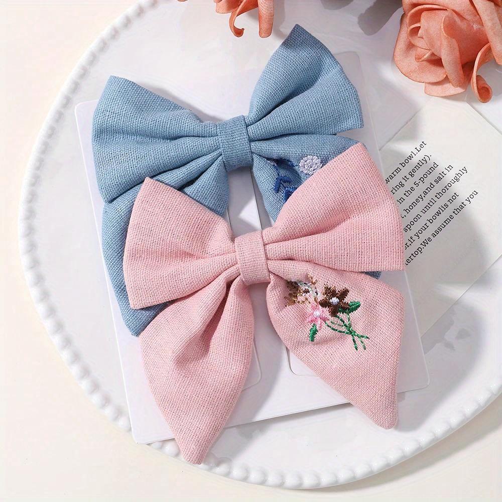 Embroidery Bows Hair Clips Solid Hairpins for Handmade Ribbon Barrettes Butterfly Hair Pin Headwear