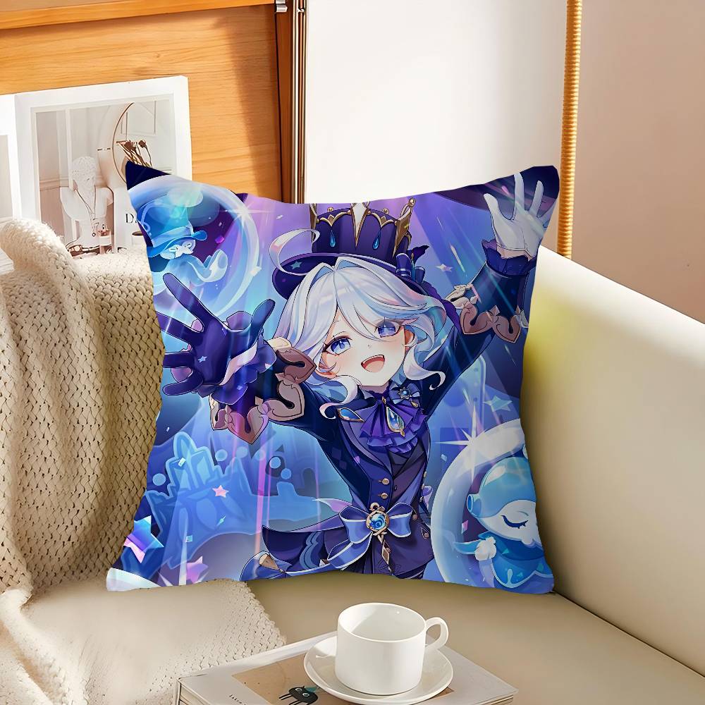 Наволочки Genshin Impact Мультяшные Декоративные для Дивана Дома Двусторонняя Печать Короткий Плюш Милые Наволочки 16x16Inch