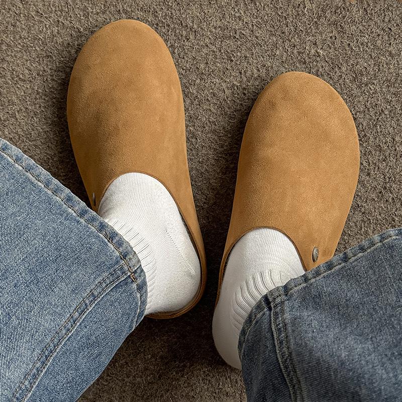 Boken bag head half slippers men's new outer wear retro fashion versatile thick bottom 85167 yellow-J