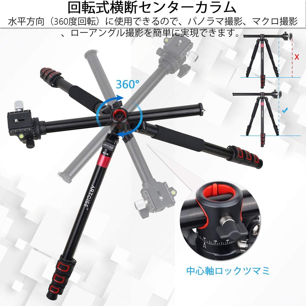 View Elevator Low Center of Free Ball Head Ideal for 160 Aluminum Variable 4 Lever Lock Horizontal Axis Center for SLR DSLR Video Bird's-eye Camera,