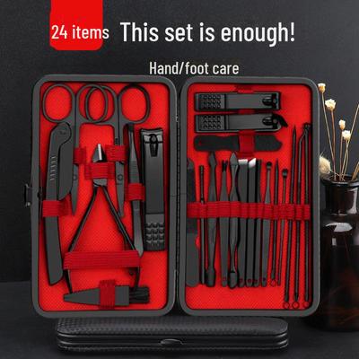 24-Piece Black Stainless Steel Nail & Grooming Set