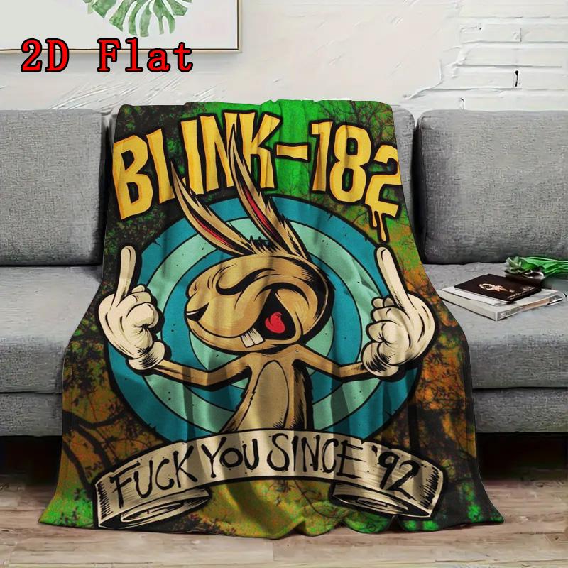 Vintage Rock Band Rabbit 2D Flat Pattern Flannel Blanket High quality All Seasons Warmth and Comfort Perfect for Christmas Gifts.MMT0918231