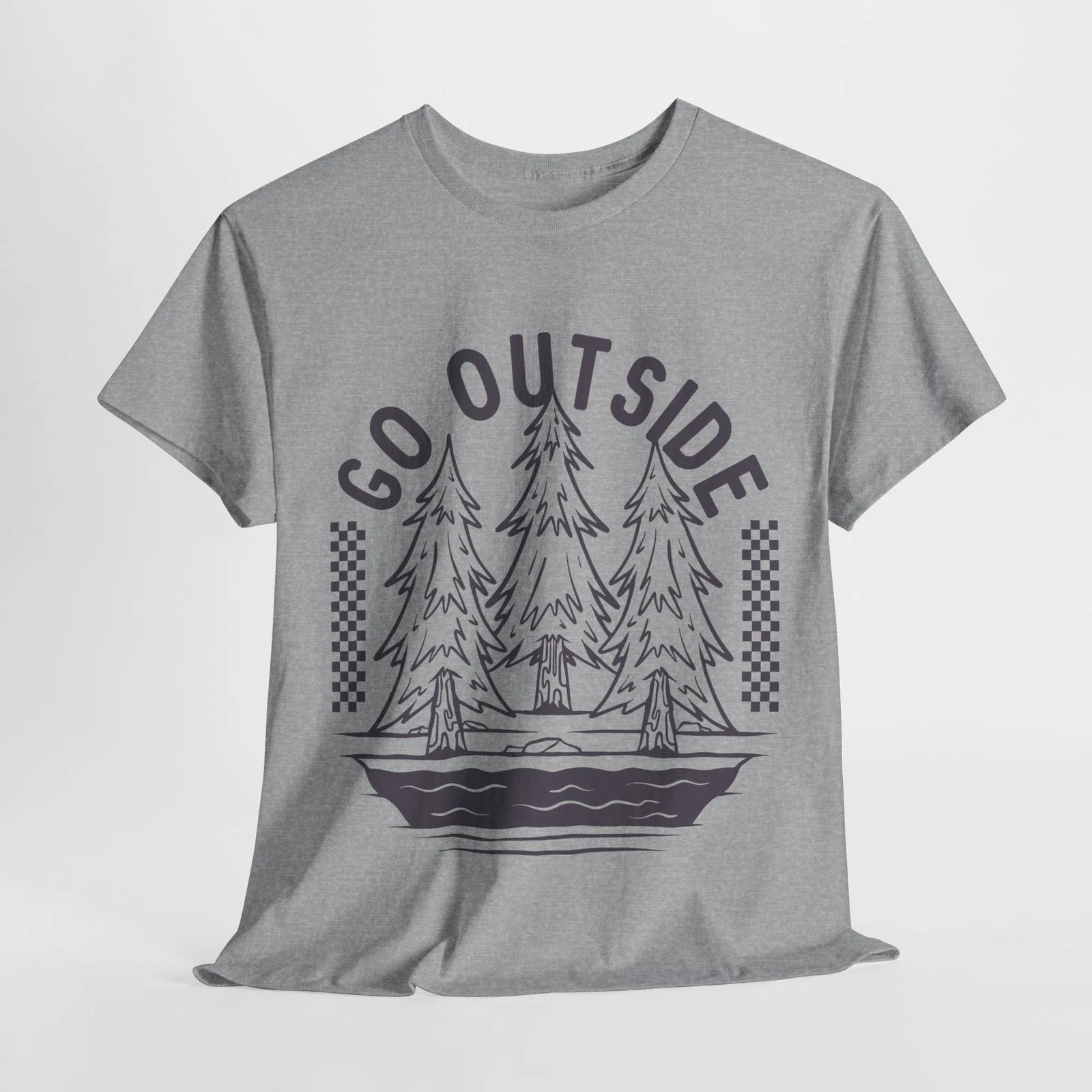 Go Outside T-Shirt | Mountain Lover Hiking Tee | Nature Camping Shirt S