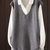 Gebreide Mouwloze Vest voor Dames met Abstracte Print voor Herfst Winter Layering