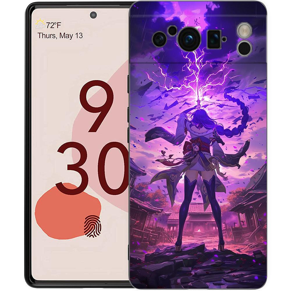 

Raiden Shogun Genshin Impact Phone Case For Google Pixel 10 9 8 7 Pro 9A 8A 7A 6A 6 Pro XL Soft TPU Bumper Black Cover Pixel 8A