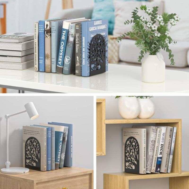 Shelves Decorative 1 Pairs,Tree Metal Bookends, Book Holder for Shelf,Unique Book Stoppers for Shelves,Home Decorative Book Ends