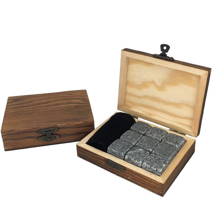 

Whiskey Stones Wood Box Set: Natural Cooling Ice Cubes for Whisky & Wine
