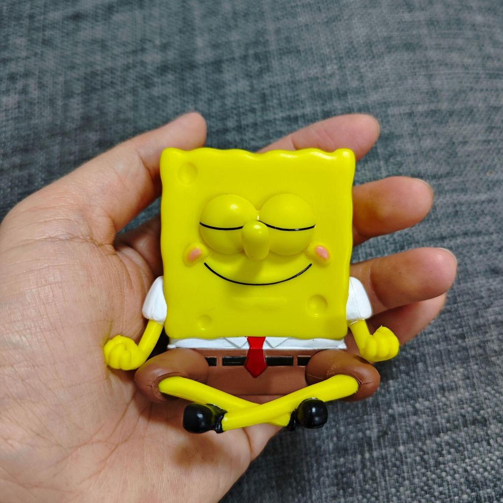 Calm Down SpongeBob Meditation Figurine: Cute Cartoon Desk Ornament