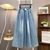 2025 Plus Size Summer Blue Basic Elastic Jeans New Pants Women Loose Denim Trousers Big Casual Pants