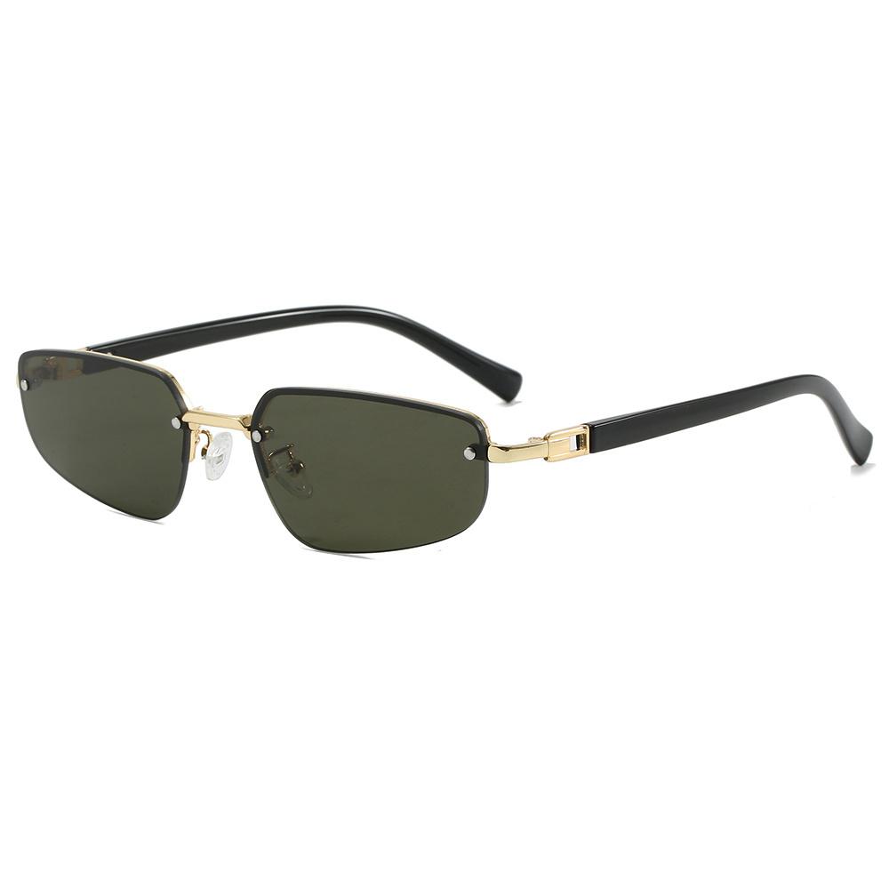 Superhot Eyewear 24211 Fashion 2025 Retro Trendy Luxury Rectangle Metal Half Frame Shades Sunglasses C1
