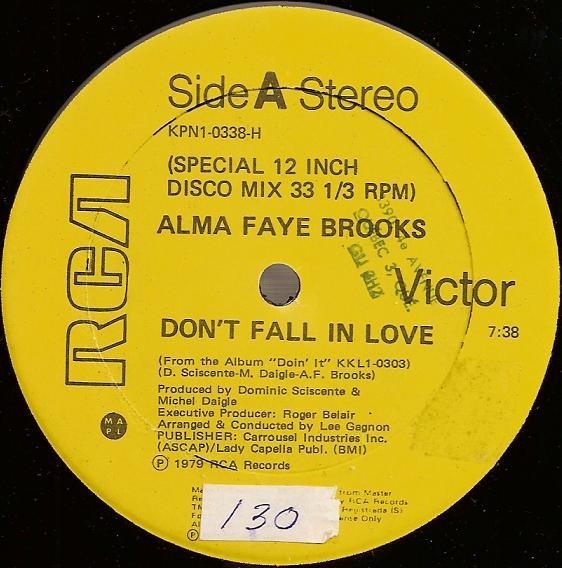 

12inch Record ALMA FAYE Dont Fall In Love Its Over KPN10338 RCA Victor 1979 Canada SoulFunk Used
