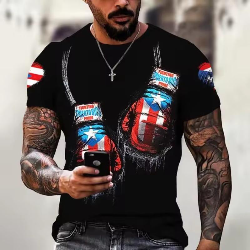Πουέρτο Ρίκο Ανδρικό T-Shirt Κοντομάνικο T-Shirt Με Σχέδιο Σημαίας Εκτυπωμένο T-Shirt Oversized Ανδρικά Ρούχα Μπλούζες Με Στρογγυλή Λαιμόκοψη Εξωτερικού Χώρου Streetwear