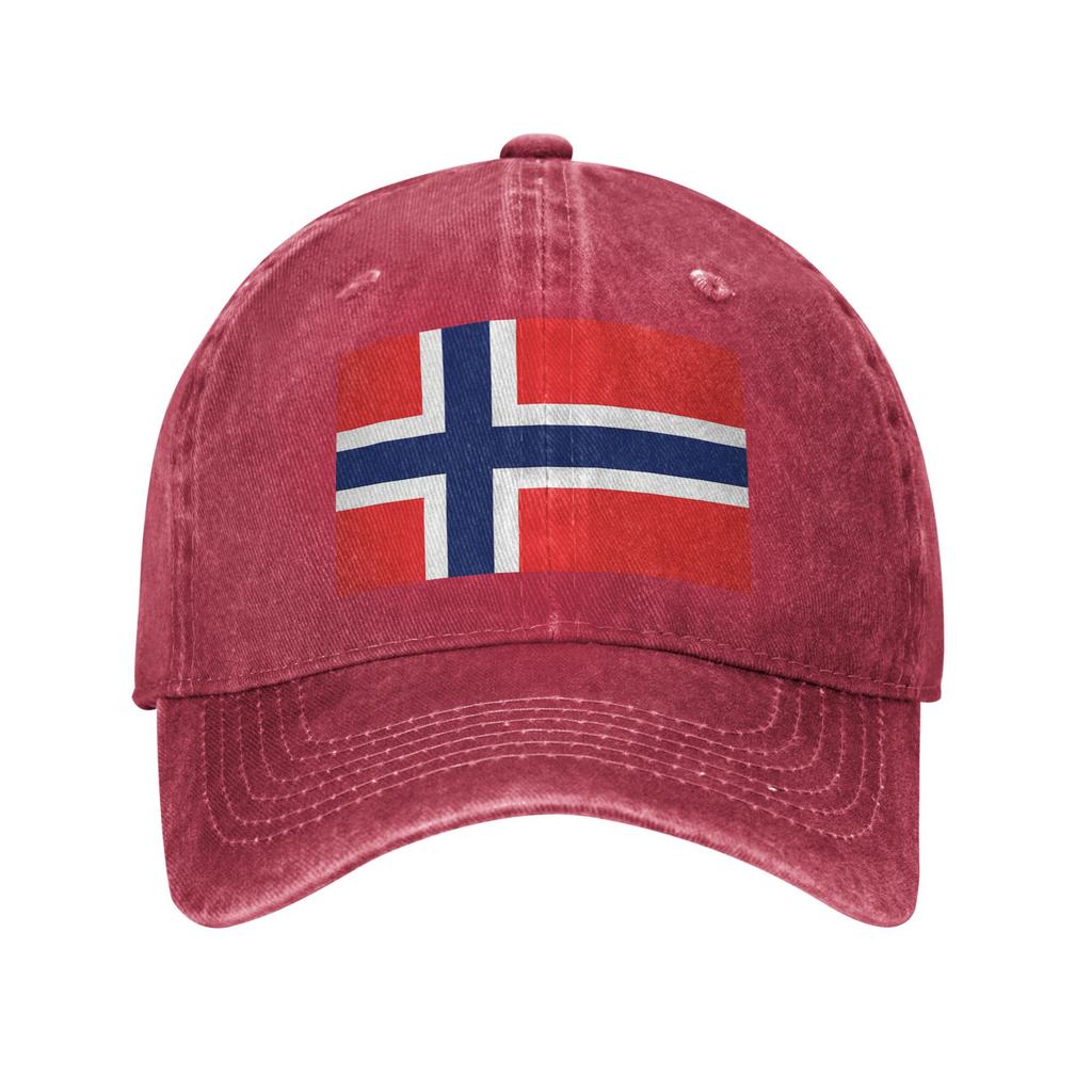 Norway Flag Baseball Caps Washed Denim Hats Adjustable Casquette Streetwear Baseball Cowboy Hat for Unisex Women