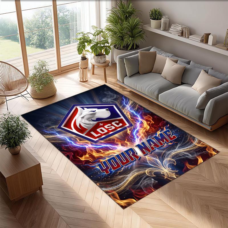 LOSC Lille Printed Crystal Velvet Rug Non‑Slip Crystal Velvet Carpet For Sofa Bedroom Indoor Home Decoration