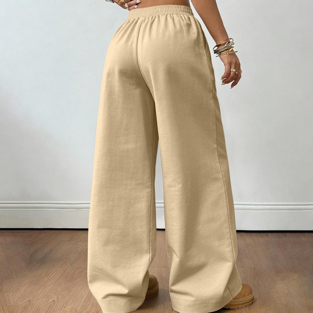 Women's Casual And Fashionable  Elastic Waist Loose Wide Leg Pants