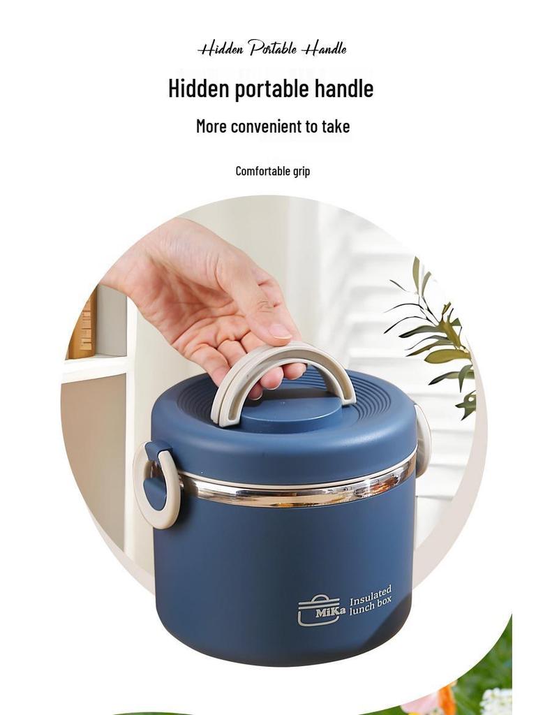 Portable Double-Layer Insulated Lunch Box for Students & Office Workers, 304 Stainless Steel, Ideal for Meal Transport