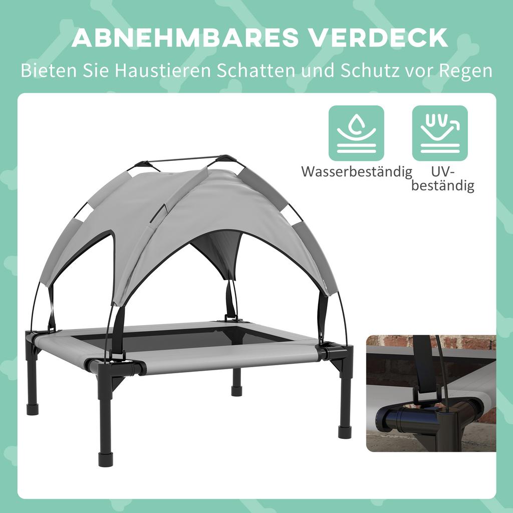 Cooling Raised Pet Bed W/ Washable Breathable Mesh, for Small Medium Dogs, 76 X 61 X 69.5cm - Light Grey