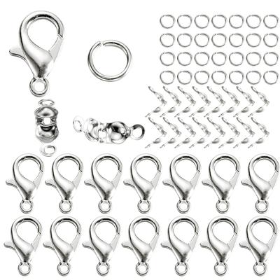80 Teile/los Legierung Karabinerverschluss Biegeringe Anschlussverschluss Crimp Ende Für Armband Halskette Ketten DIY Schmuckherstellung Zubehör