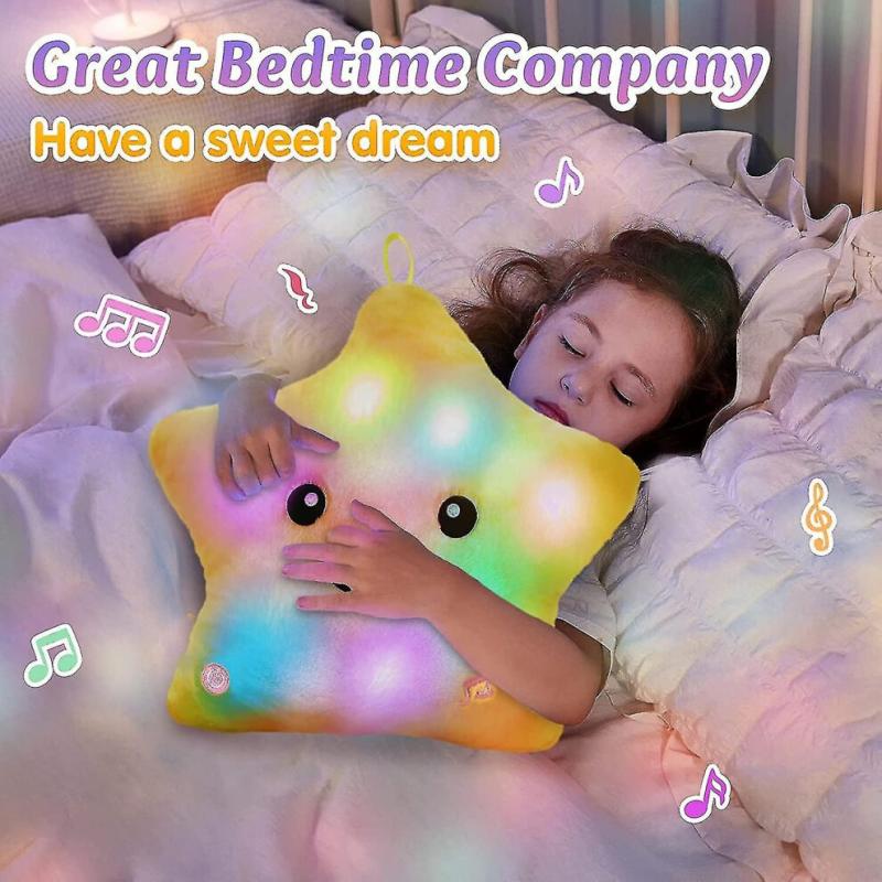 13 LED Musikalische Glitzerstern Leuchten Auf Schlaflied Leuchten Stofftier Spielzeug Beruhigen Kinder Emotionen Geburtstag Weihnachten Festival Geschenk Für Kleinkinder, Gelb