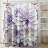 1Pc Gradient Purple Floral Print Shower Curtain With Hooks, Polyester Fabric Machine Washable Art And Floral Design For Bathroom