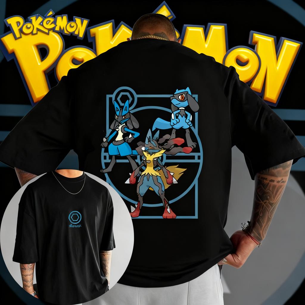25 Letní Pokémon Anime Lucario Charizard Značka 100% Čistá Bavlna Potiskované Tričko Pánské Harajuku Univerzální Krátký Rukáv Y2k Volné