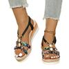New Fashion Versatile Comfortable Bohemian Sandals Women's Rhinestone Open-toed Women's Wedge Heel Platform Sandals