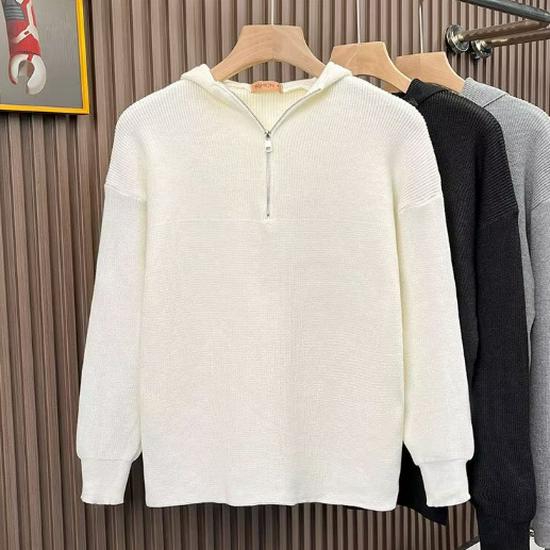 Men's Winter Half-Zip Hooded Knitwear: Trendy Loose Fit Sweater for Couples